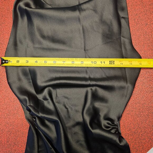 Zara Twisted Halter Maxi Dress S Black Satin Cocktail Ruched Waist Whimsigoth - Picture 6 of 11